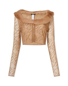 Blumarine Cardigans, Blumarine Tulle Crystal Cardigan - Amphora & Camel